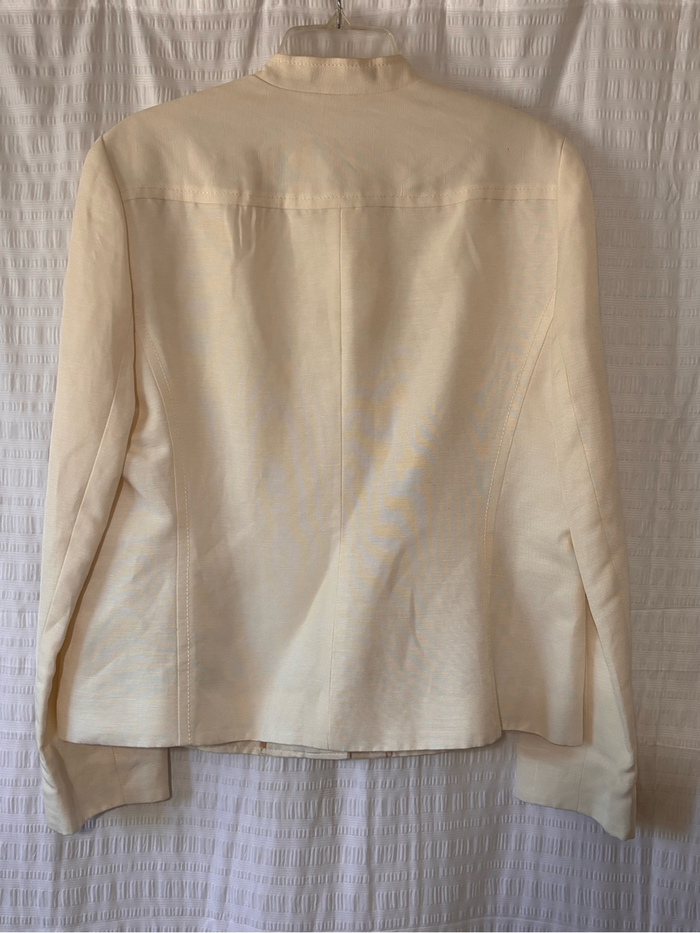 Liz Claiborne Linen Silk Collarless Blazer Cream Sz 12 - Picture 9 of 9